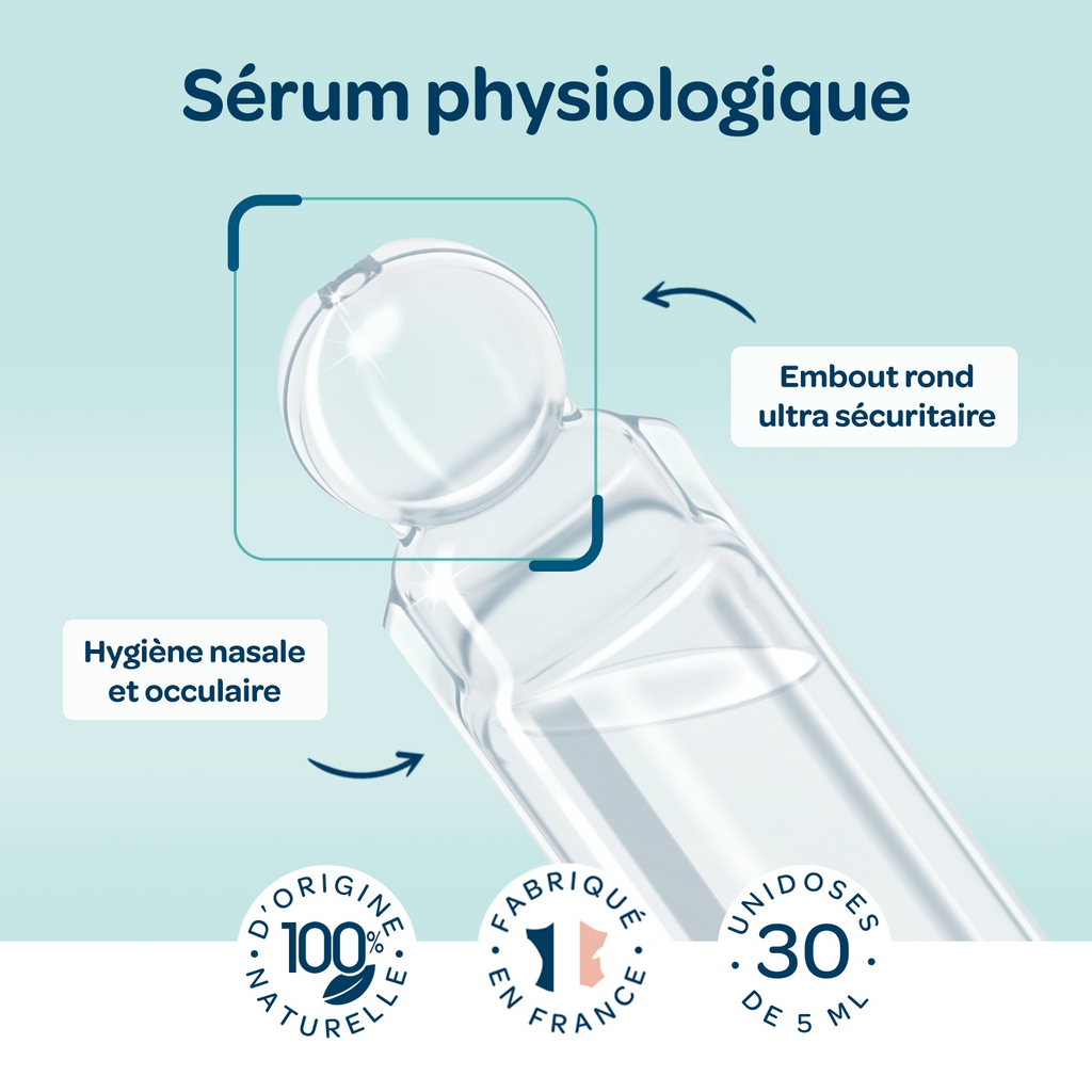 Biolane Sérum Physiologique Bébé Hygiène Nez & Yeux Embout de Sécurité 30 x 5 ml