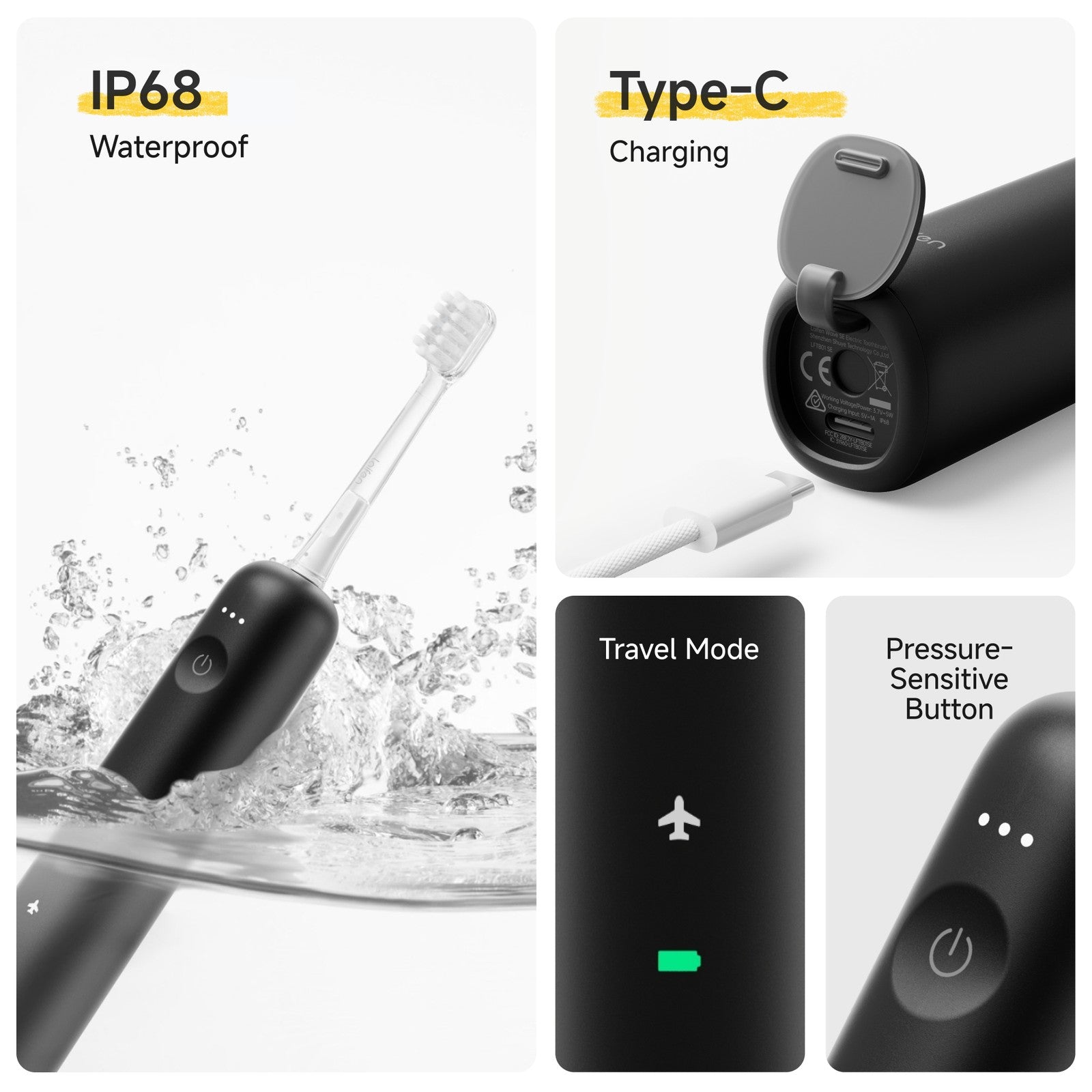 Laifen Wave SE Brosse à dents électrique, Brosse à dents sonique intelligente avec contrôle par application, Oscillation à 60°, 3 modes personnalisables, Batterie de 50 jours
