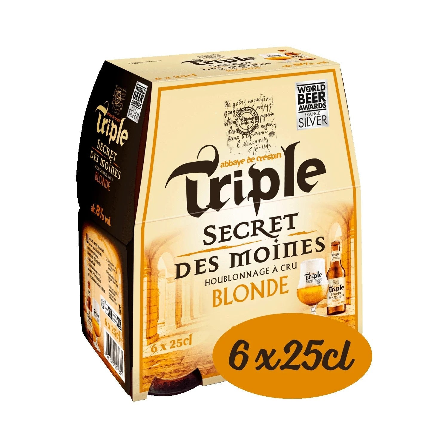 TRIPLE SECRET DES MOINES Bière blonde Triple au froment 8 % - Pack 6 x 25 cl
