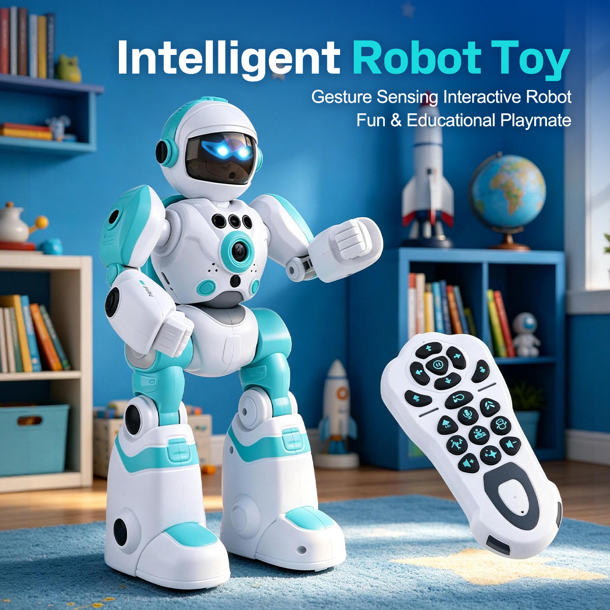 Large Robot with Remote Voice Control: Smart Programmable Educational Storytelling Toy with Gesture Sensing, Gift for Kids.