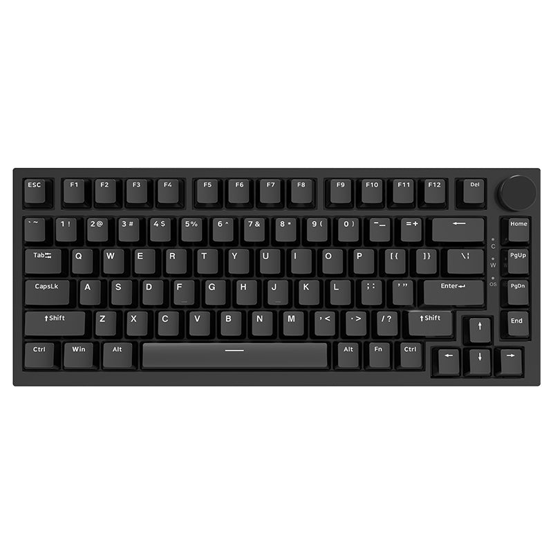 AJAZZ AK820 clavier mécanique filaire 75 %, disposition QWERTY US, interrupteurs linéaires remplaçables à chaud, montage sur joints (gasket mount), rétroéclairage blanc, 83 touches avec molette de volume CNC, mousse Poron, capuchons en PBT de profil