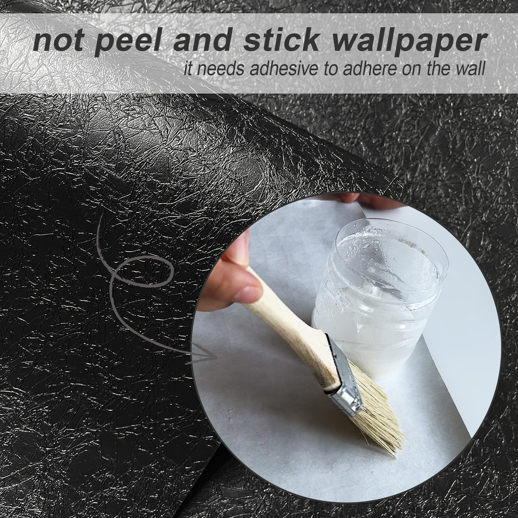Murgall Papier Peint Art 3D, Noir Sans Adhésif, 44x500 cm, 1 Rouleau