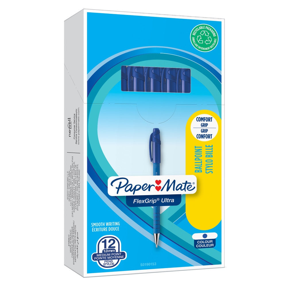 Paper Mate Flexgrip Ultra stylo bille rétractable à pointe moyenne | encre bleu