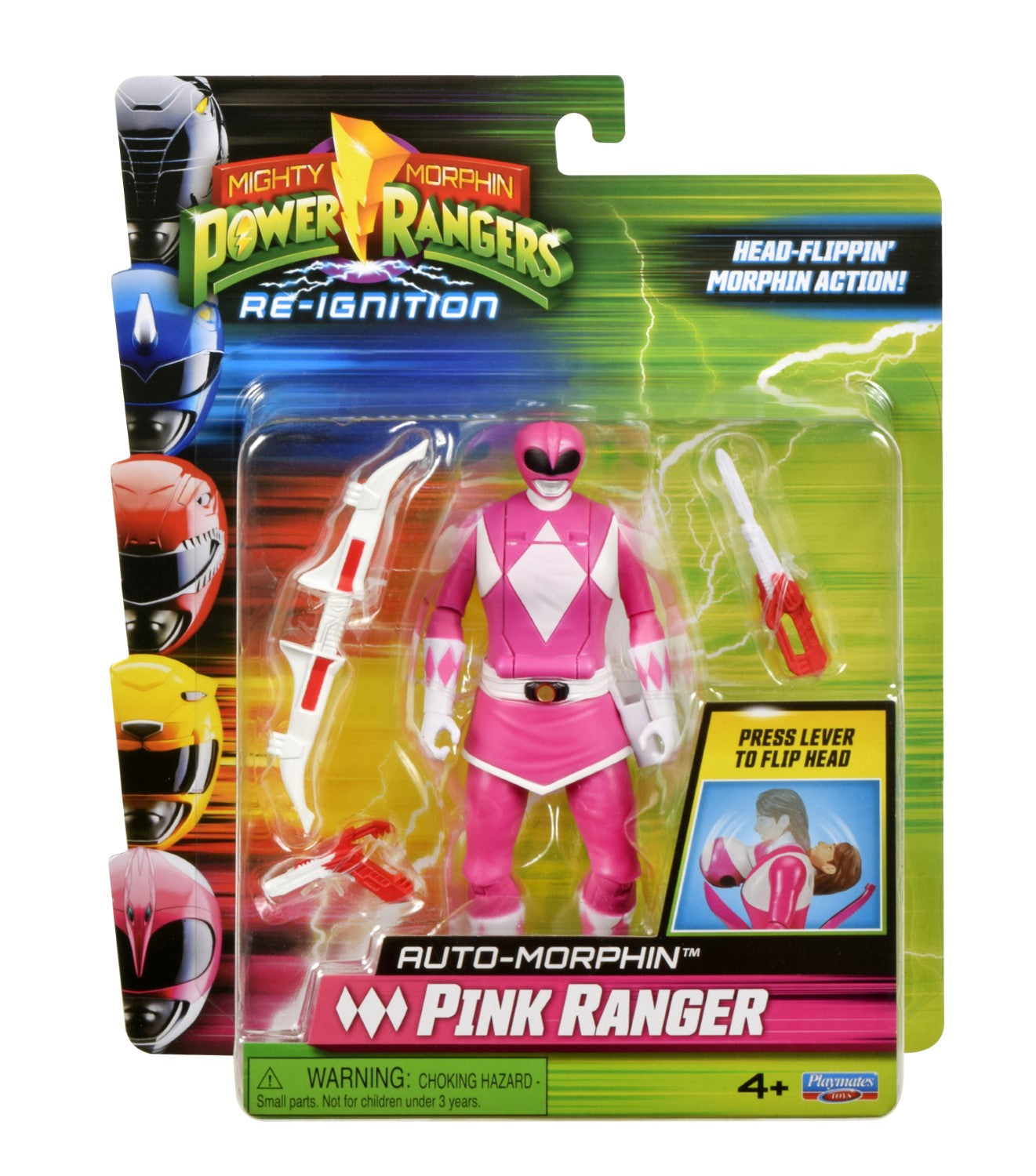 POWER RANGERS Power Ranger - Auto-morphin, Figurine articulée 2-en-1, 15 cm, Ranger Rose - Kim, Pour les enfants dès 4 ans, PWG075