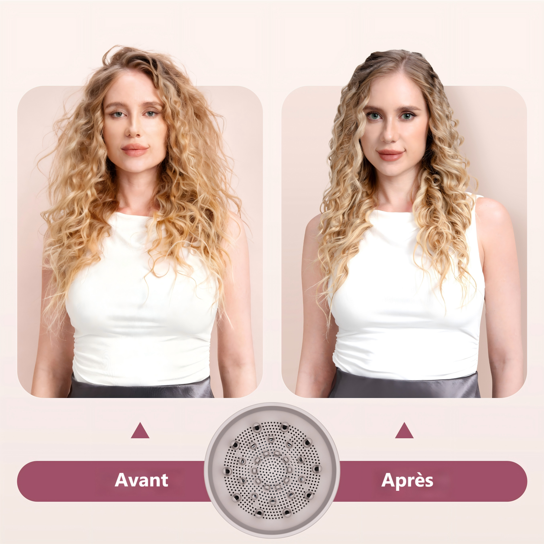 Lecomely Sèche-cheveux haute vitesse, puissant et léger, 2 vitesses et 4 réglages de température, conception ergonomique, bouton air froid, diffuseur et concentrateur