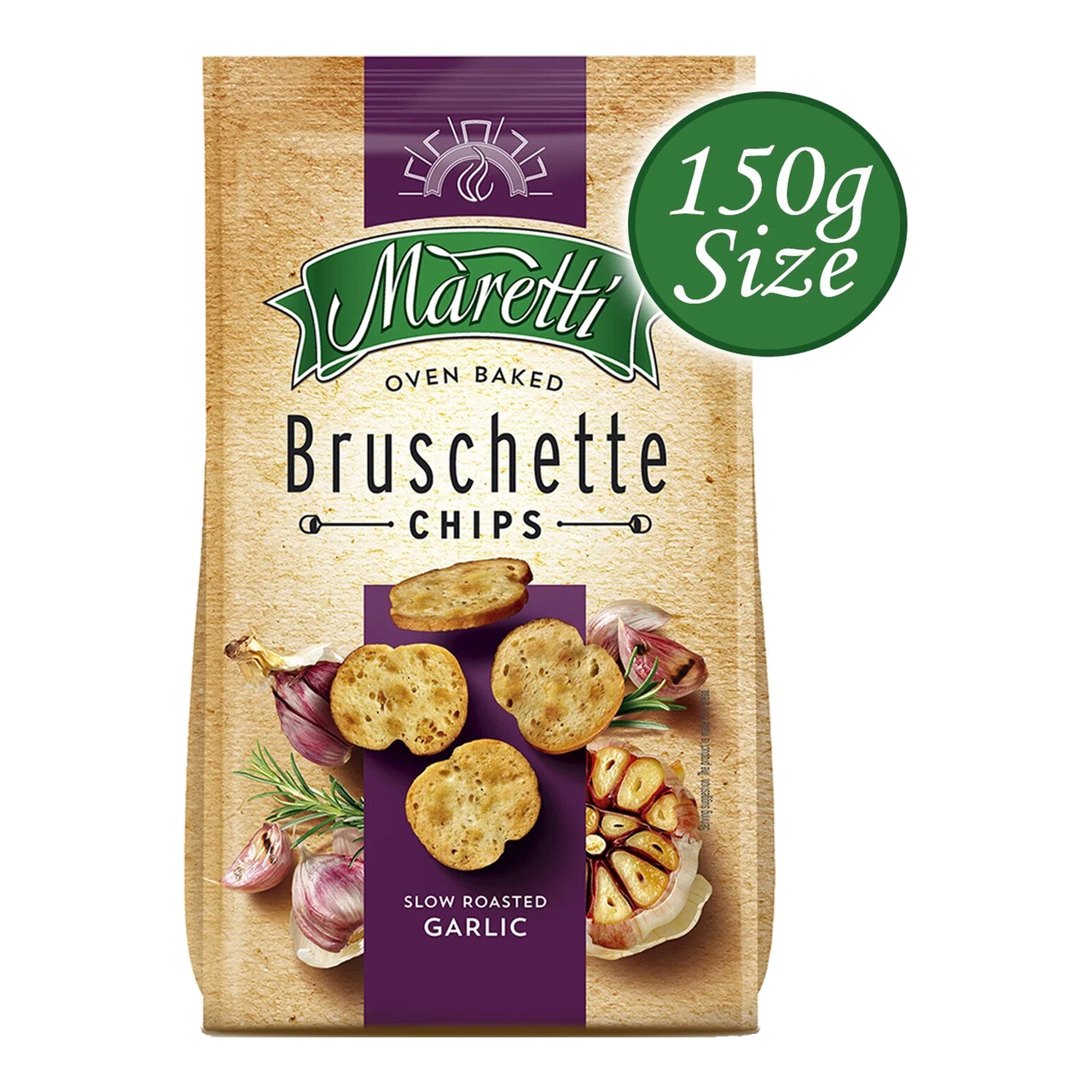 Maretti Chips Bruschette à l'Ail Rôti Lentement, 150 g