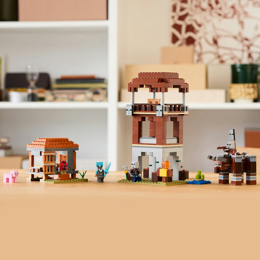 LEGO Minecraft Le Poste de Guet des Pillagers & l'Attaque des Ravageurs 21278 Set de Construction (665 Pièces)