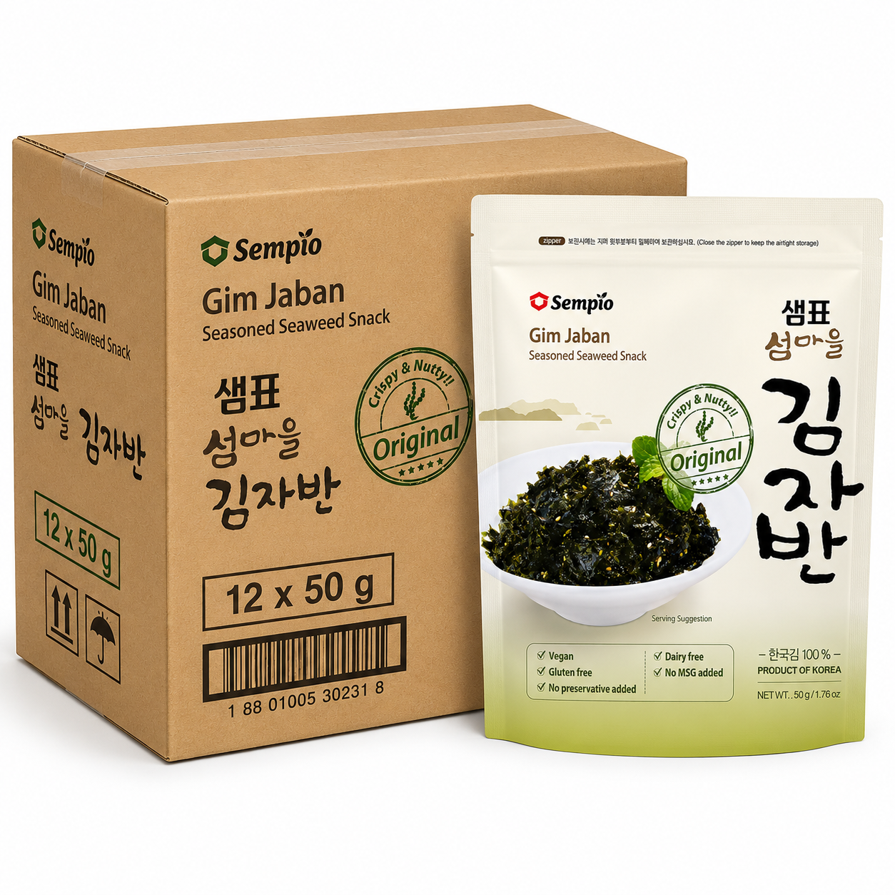 Sempio Algue assaisonnée originale croustillante et croquante 12 x 50 g