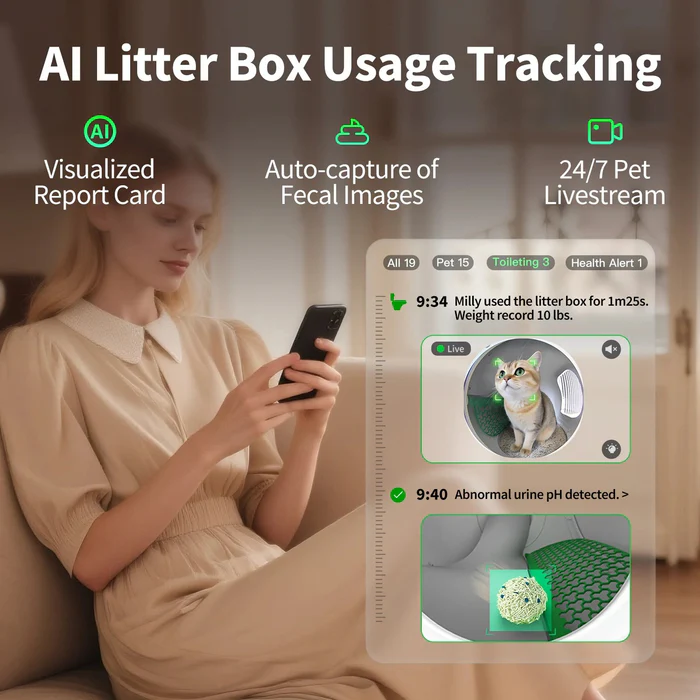 PETKIT Purobot Max Pro 2 avec caméra - Bac à litière autonettoyant pour chat (Gris)
