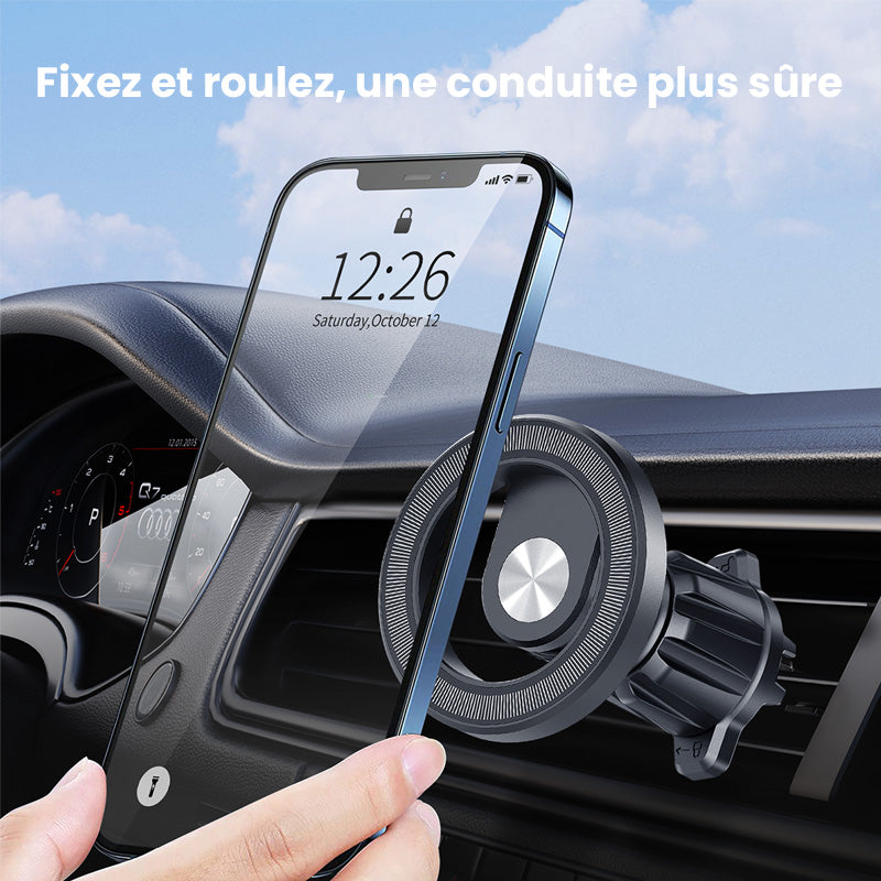 Support de téléphone de voiture magnétique A2C, clip de ventilation, aimant N52 magnétique puissant, double verrouillage stable, rotation à 360°, support de téléphone universel, M10M-AV6S