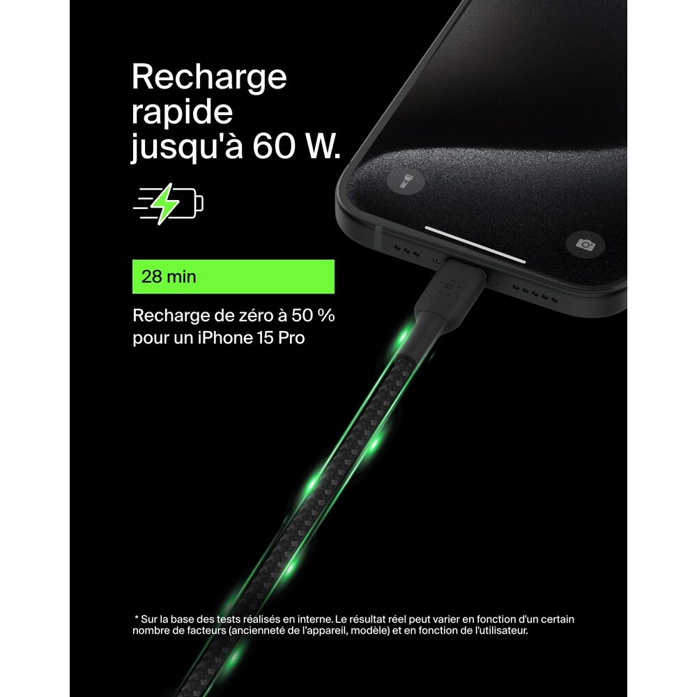 Belkin BoostCharge Câble USB-C vers USB-C tressé 2 m Noir
