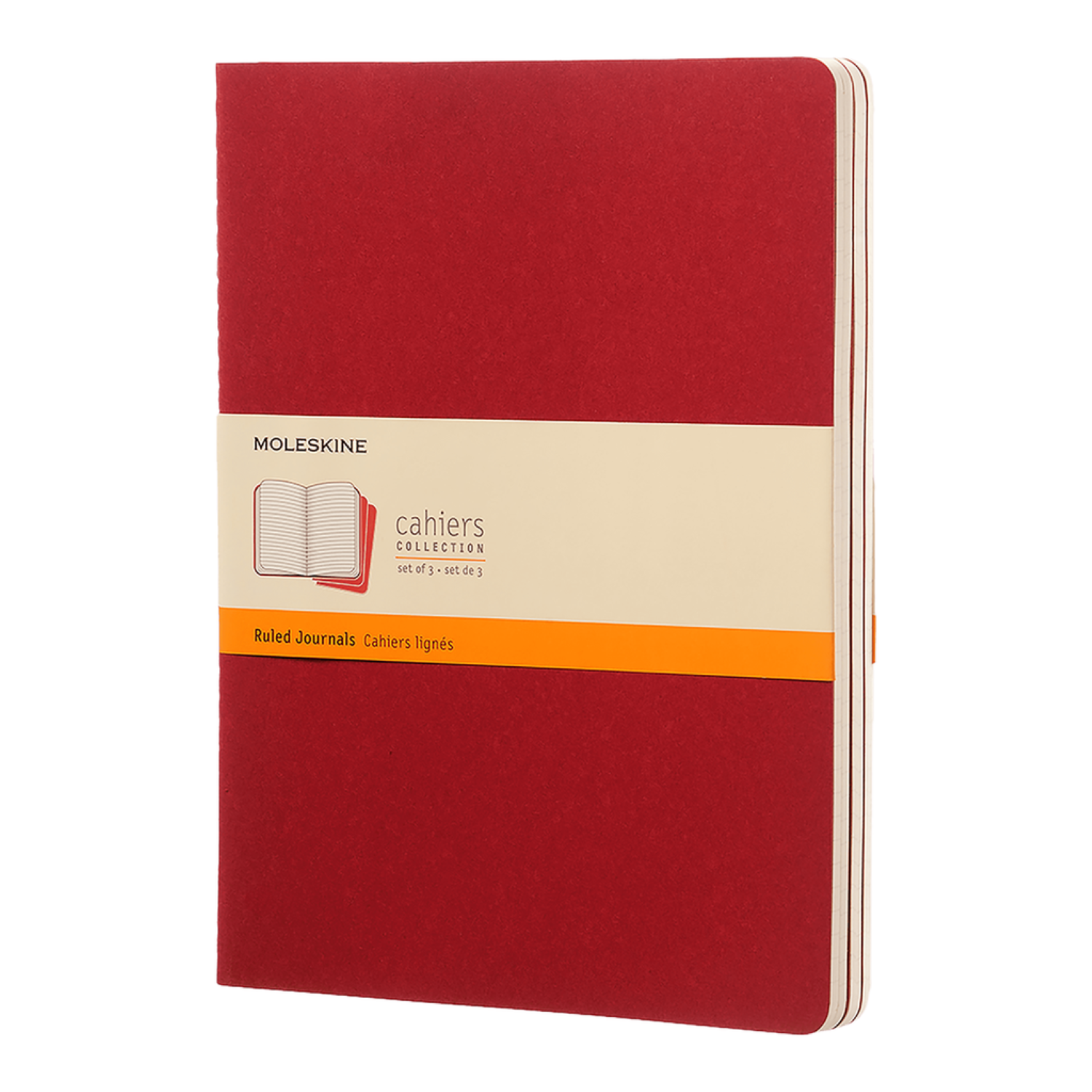 MOLESKINE Lot de 3 cahiers lignés XXL - Rouge