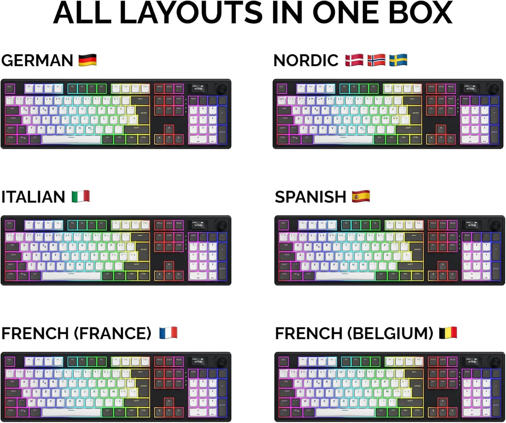 Hator Clavier Gamer sans fil magnétique Skyfall 100 Pro RGB - AZERTY - Noir