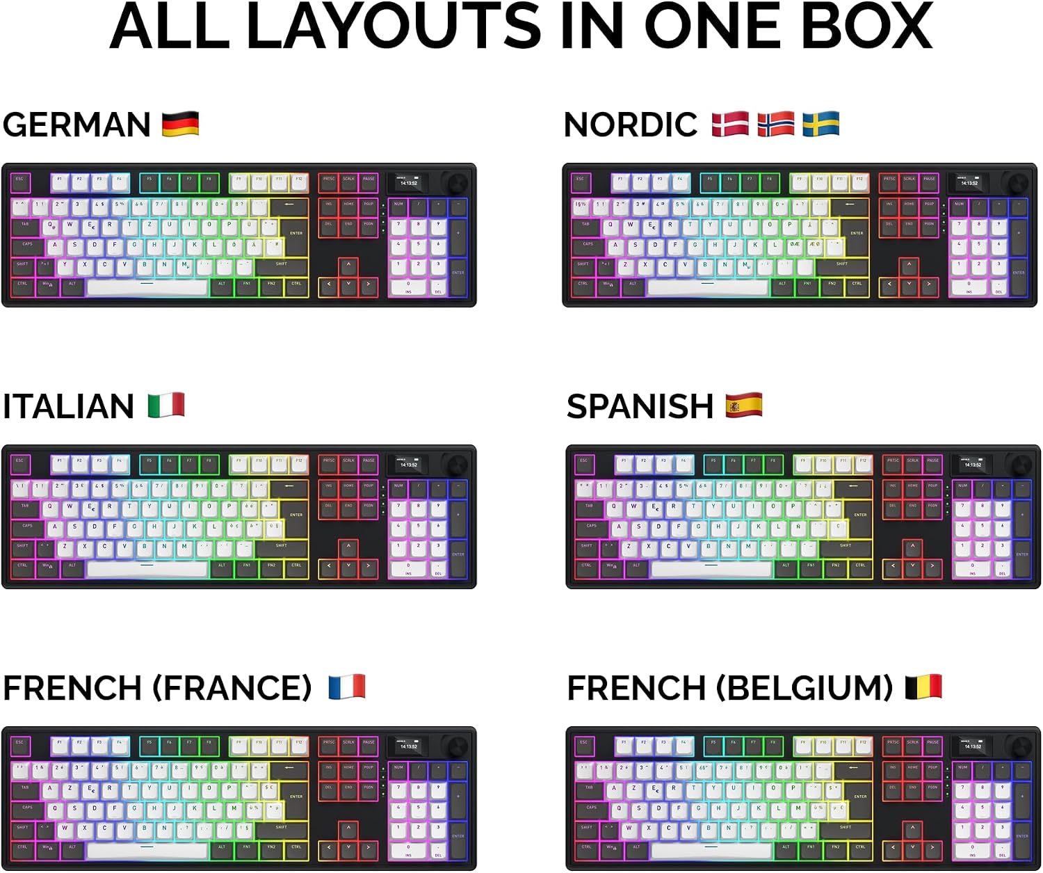 Hator Clavier Gamer sans fil magnétique Skyfall 100 Pro RGB - AZERTY - Noir