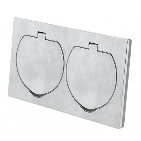 Zenitech prise avec contact de terre 16A 2P+T, finition en aluminium brossé - double certification IP55