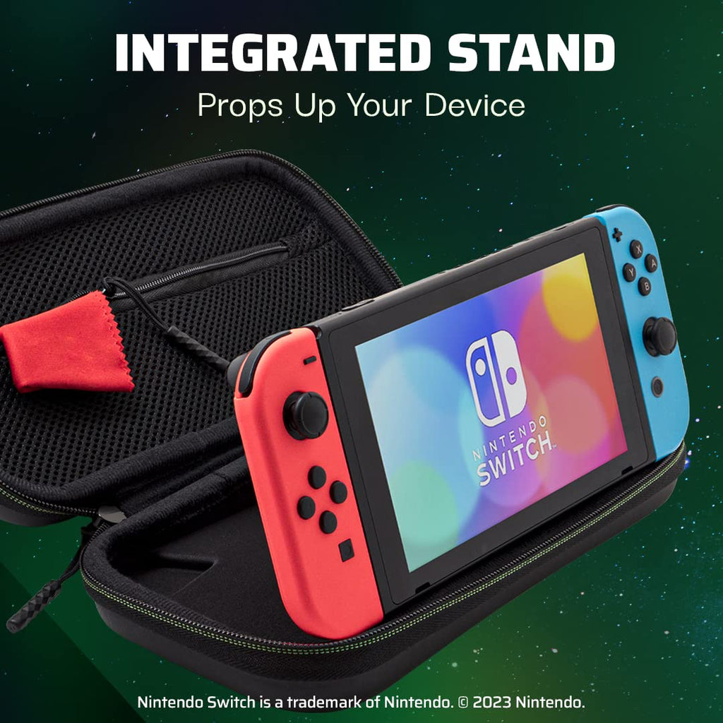 PDP Gaming 1-Up Coque de Protection Rigide pour Console Nintendo Switch, Switch Lite et OLED - Poches pour Accessoires - sous Licence Officielle - Design 3D Phosphorescent - Motif Phosphorescent