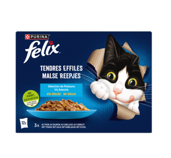 Felix Filets de poisson en gelée Sélection de poissons Aliment pour chat - 12 x 85 g