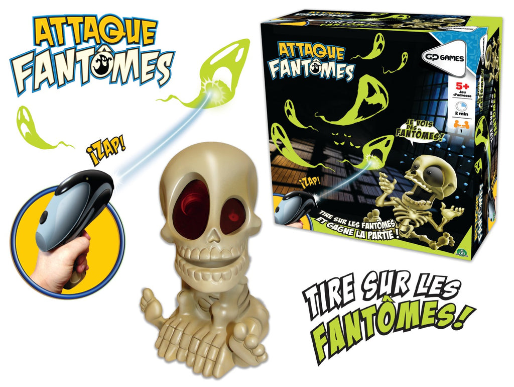 GIOCHI PREZIOSI ATTAQUE FANTOMES, Jeu de tir sur des fantômes, Electronique, Parle en français, Jouet pour enfants dès 5 ans, JHN00
