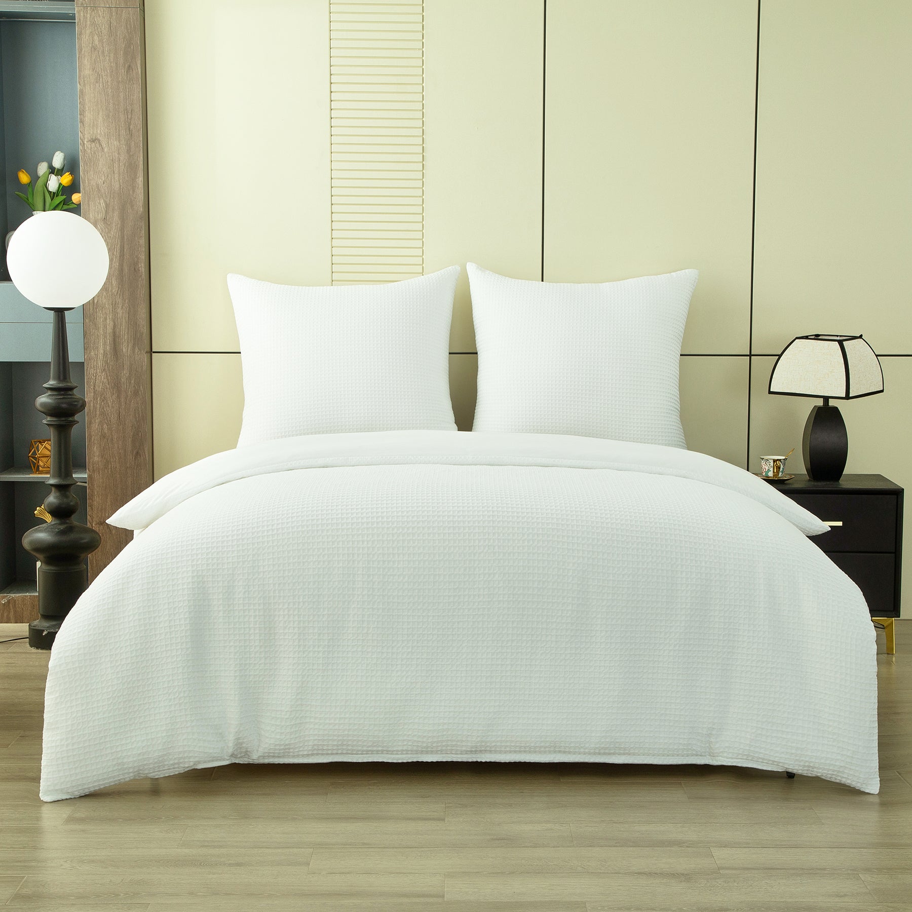 Ensemble housse de couette et taies d'oreiller, blanc, 200 x 220 cm + 80 x 80 cm x 2