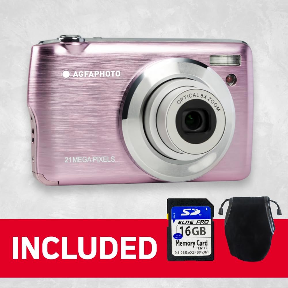 AGFAPHOTO Appareil photo numérique compact 21 MP zoom optique 8x - Rose