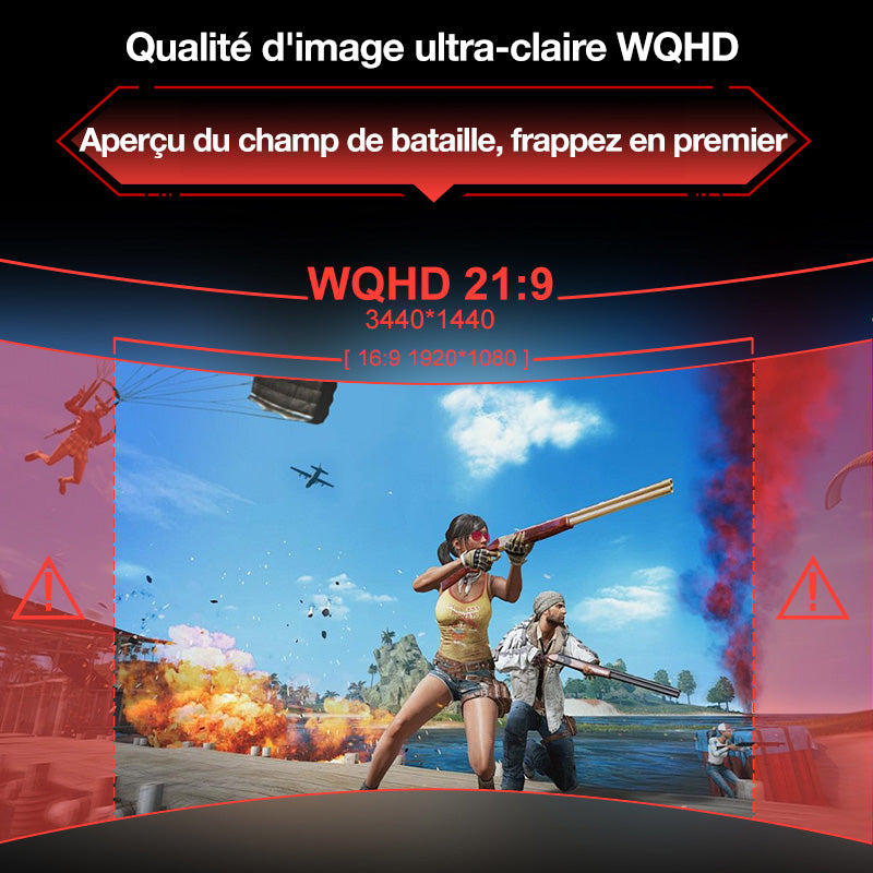 Lepow Moniteur de jeu incurvé ultra-large 34" avec taux de rafraîchissement de 165 Hz et résolution 3440 × 1440