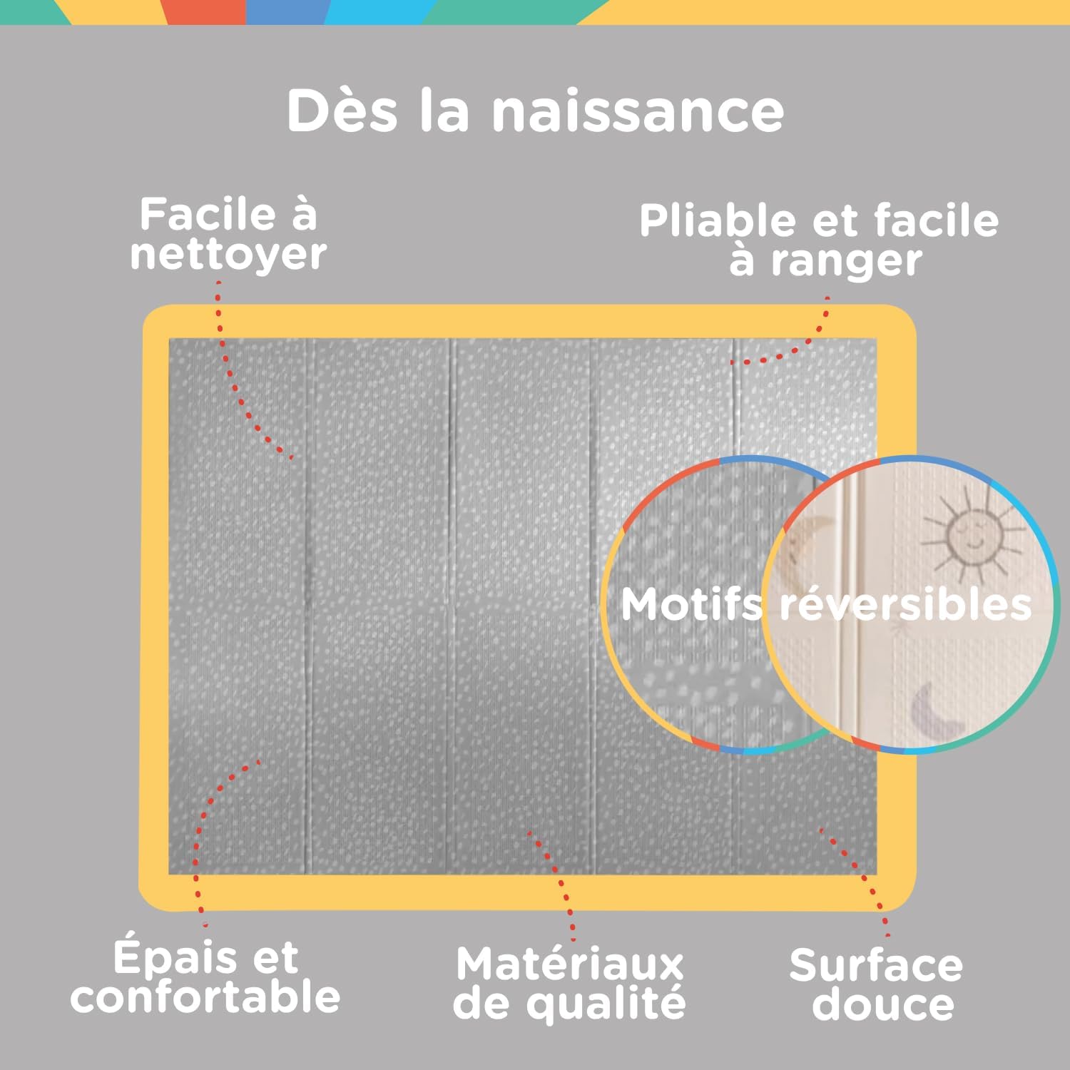 Nuby Tapis d'éveil réversible - Arc-en-ciel