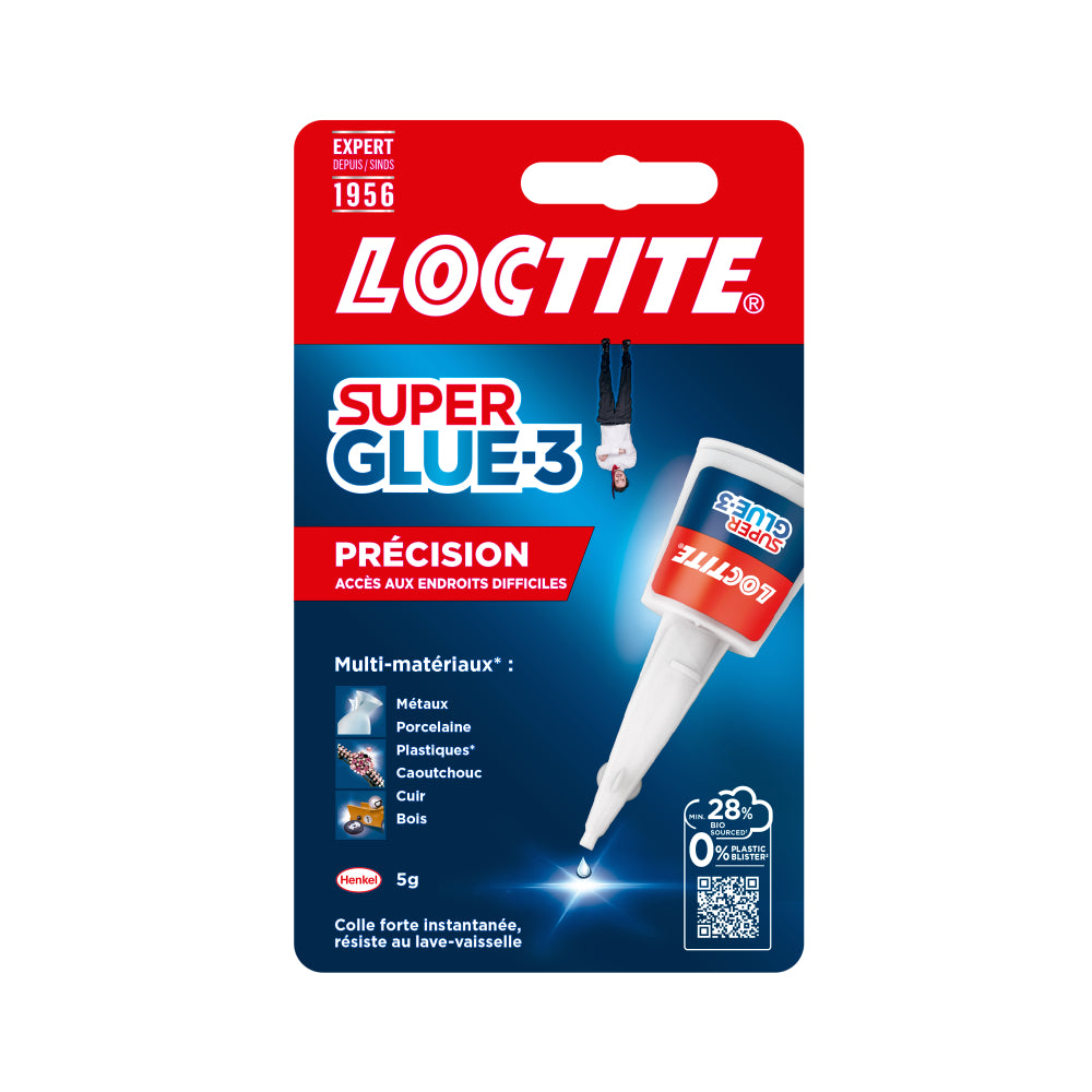 Loctite - Super Glue-3 Précision (flacon de 5 g) – Colle forte pour réparations précises – liquide tous matériaux – transparente à séchage rapide