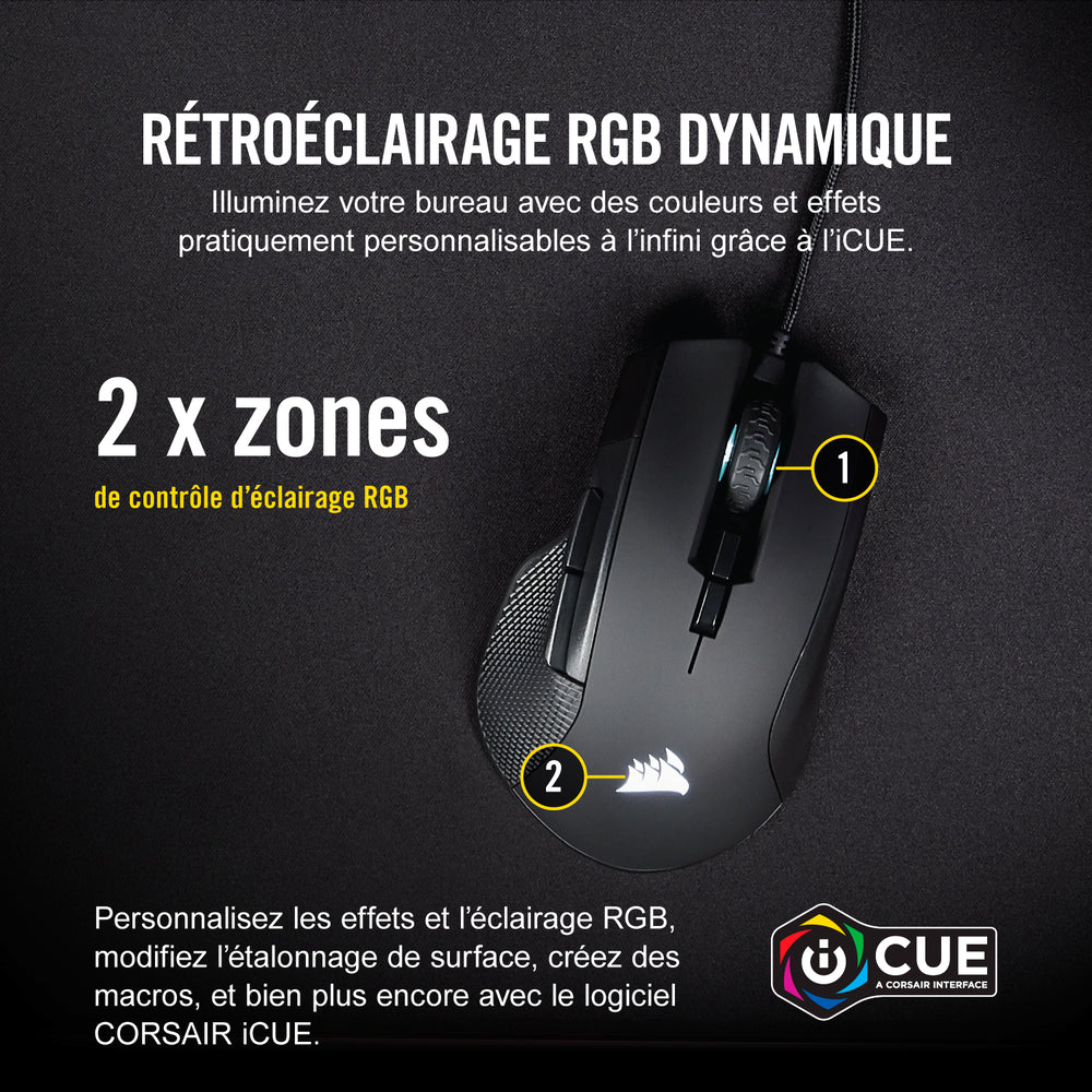 Corsair Ironclaw RGB Souris de Jeu Filaire - 18000 DPI 6 boutons - noir