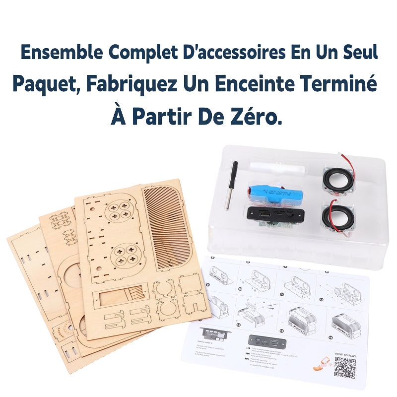 MIMI Enceinte Bluetooth en Bois DIY Modèle Puzzle 3D Cadeau pour Adultes