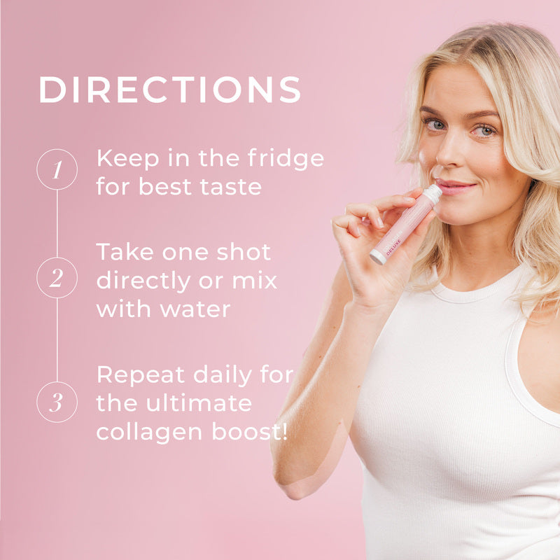 Swedish Collagen Ampoules buvables collagène de luxe, 30 x 25 ml, Complément liquide de collagène, 12 500 mg de collagène marin avec acide hyaluronique