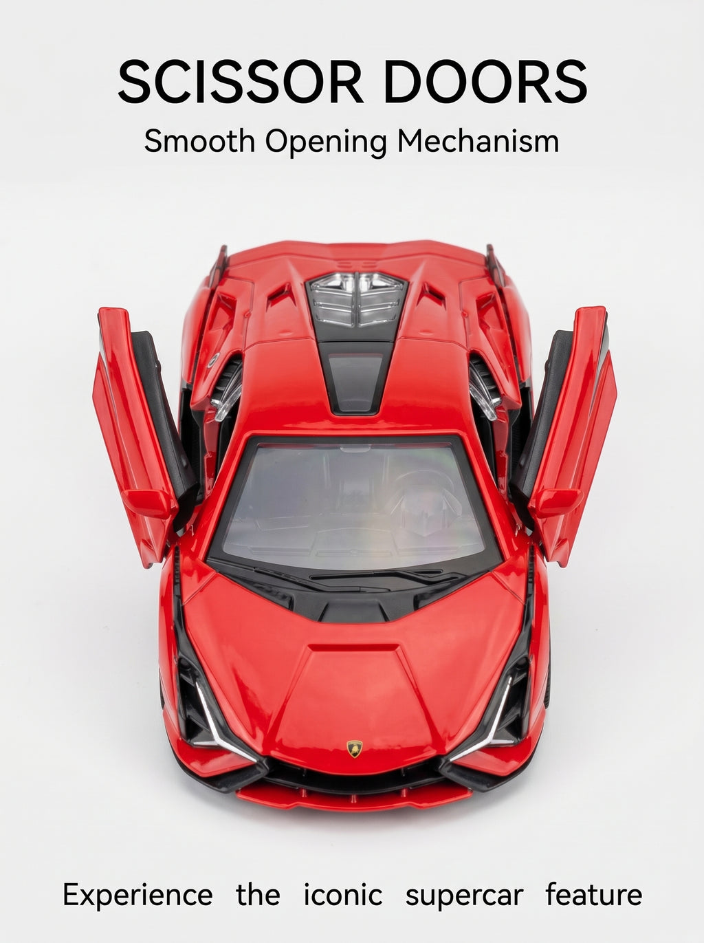 Voiture miniature Lamborghini Lightning Red 1:36, Portes ouvrantes, Action à recul, Jouet en fonte d'alliage métallique durable pour adolescents et adultes