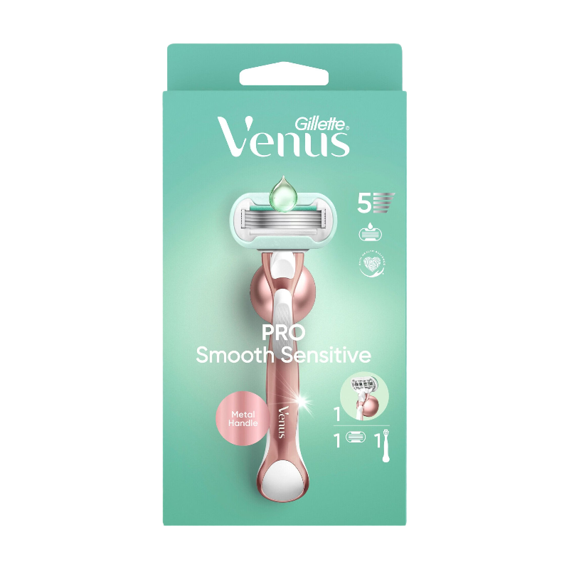 Gillette Venus Pro Smooth Sensitive - Rasoir Rechargeable avec 1 Lame - 1 Kit