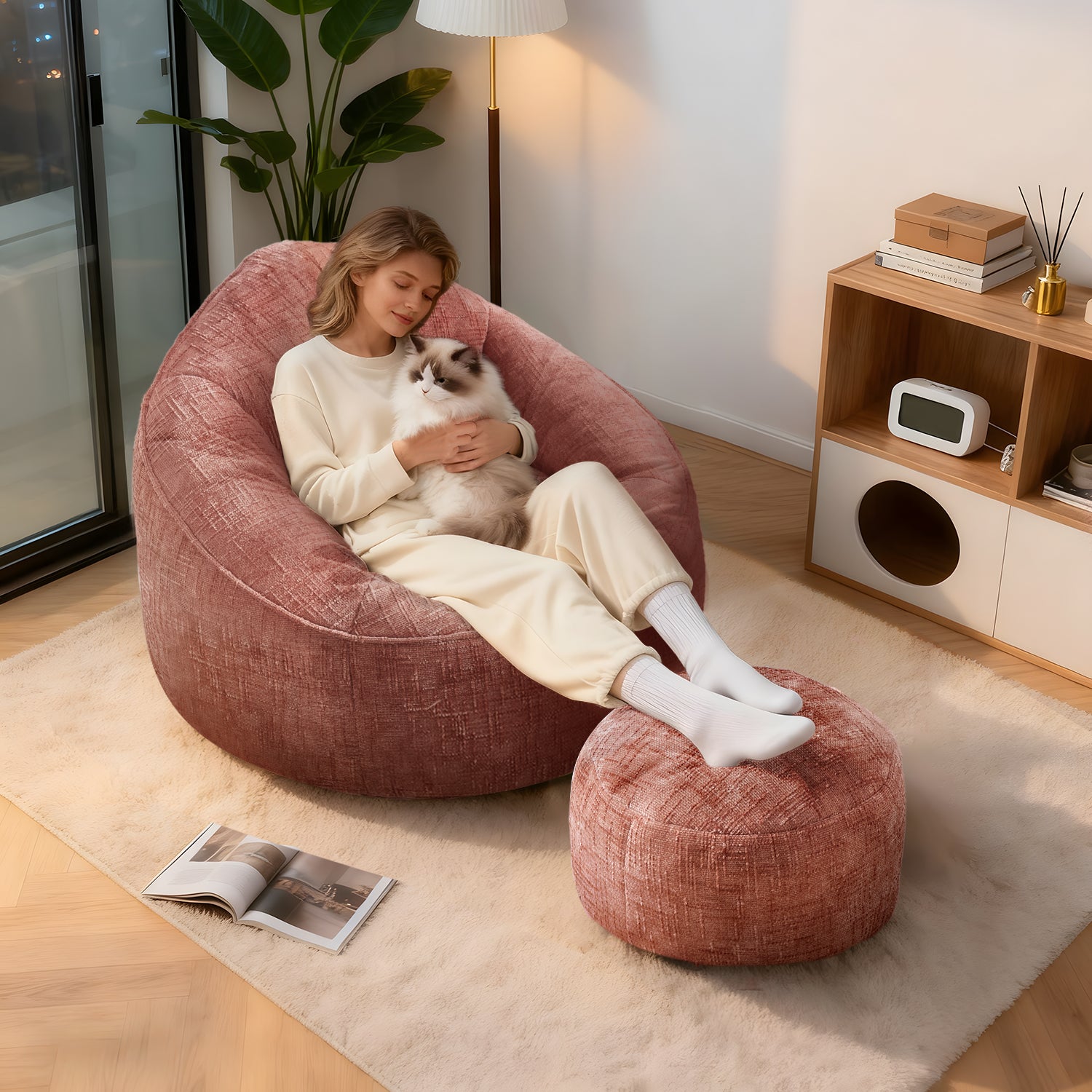 GTIMEX Fauteuil, Canapé Gamer avec Repose-pieds, 97 x 93 x 77 cm, Capacité de charge statique : 135 kg, Doux et résistant, avec garnissage en mousse à mémoire de forme granulaire