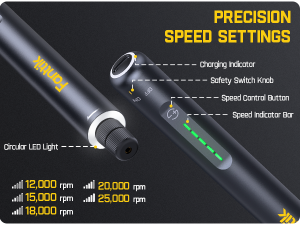 Fanttik F2 Master Mini kit de perceuse rotative sans fil NeoPulse avec 5 vitesses, 25 000 tr/min, Revostor Hub, 35 accessoires et fonctions ponçage, polissage, perçage et gravure