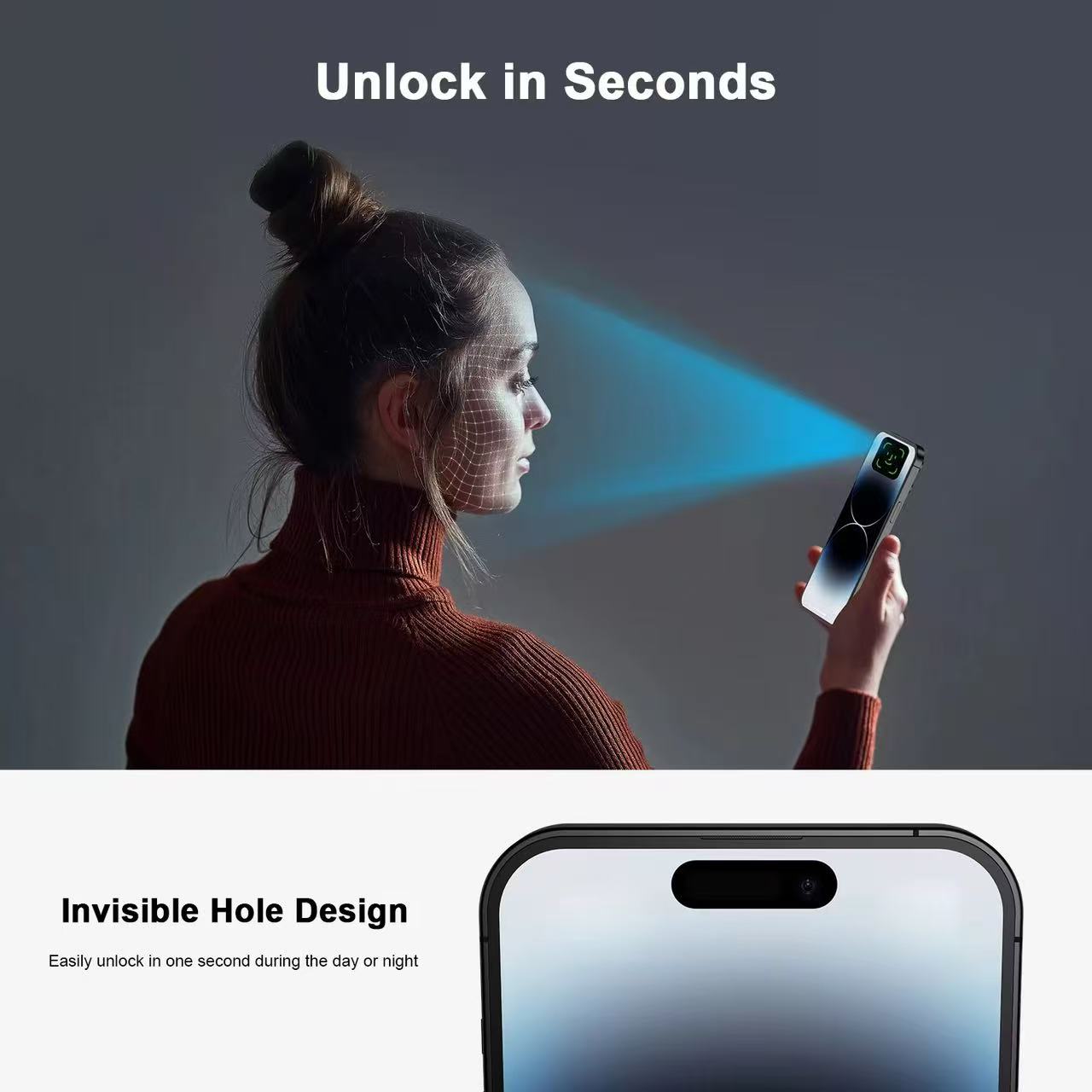 VoxorAI Protection d'écran pour iPhone 16 , protection intégrale de la confidentialité à 360°, indispensable pour les déplacements, adsorption automatique et application instantanée