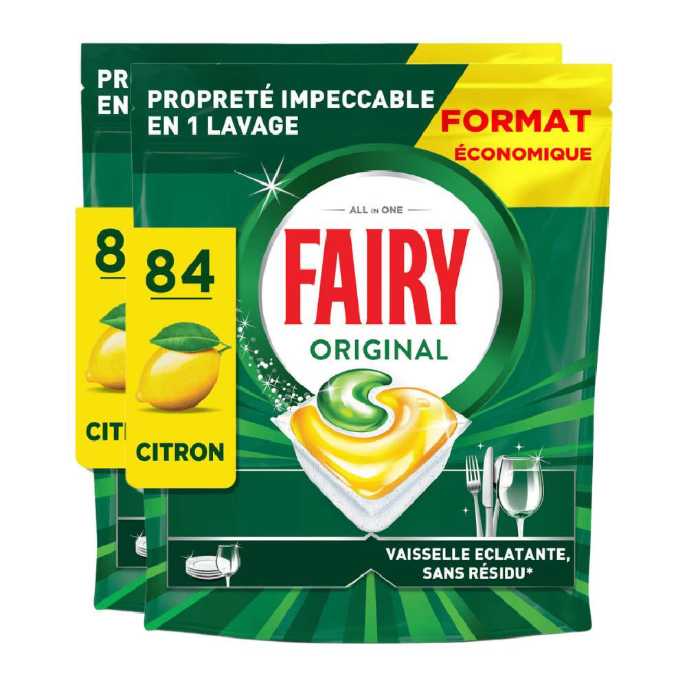 Fairy Original Capsules Lave-Vaisselle Original Citron 2 x X84 (= 168 Capsules)