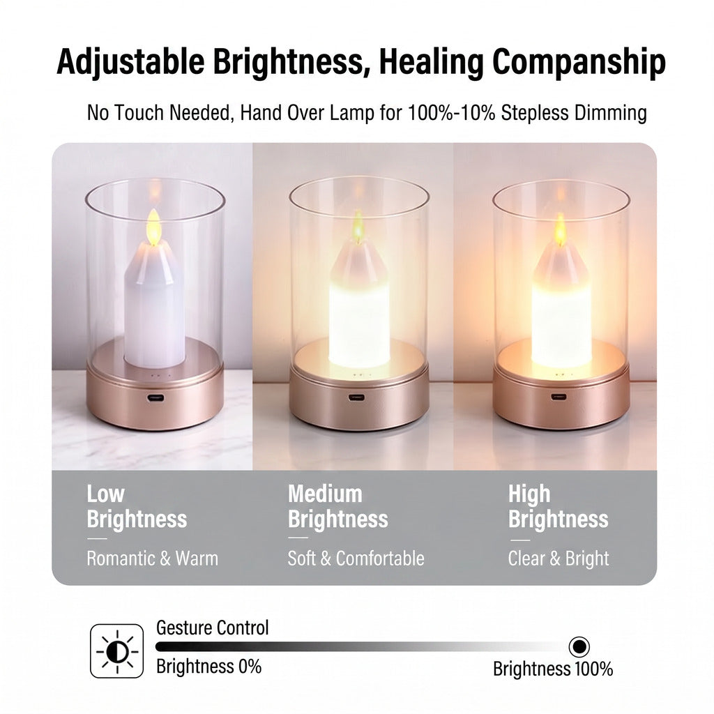 Lichtsinn Lampe de table sans fil (bougie sans flammes), lampe rechargeable avec dimmable continu, couleur de la lumière 3000 K, veilleuse LED, bougies électriques pour l’extérieur, résistantes à la pluie, pour terrasse, balcon et décoration