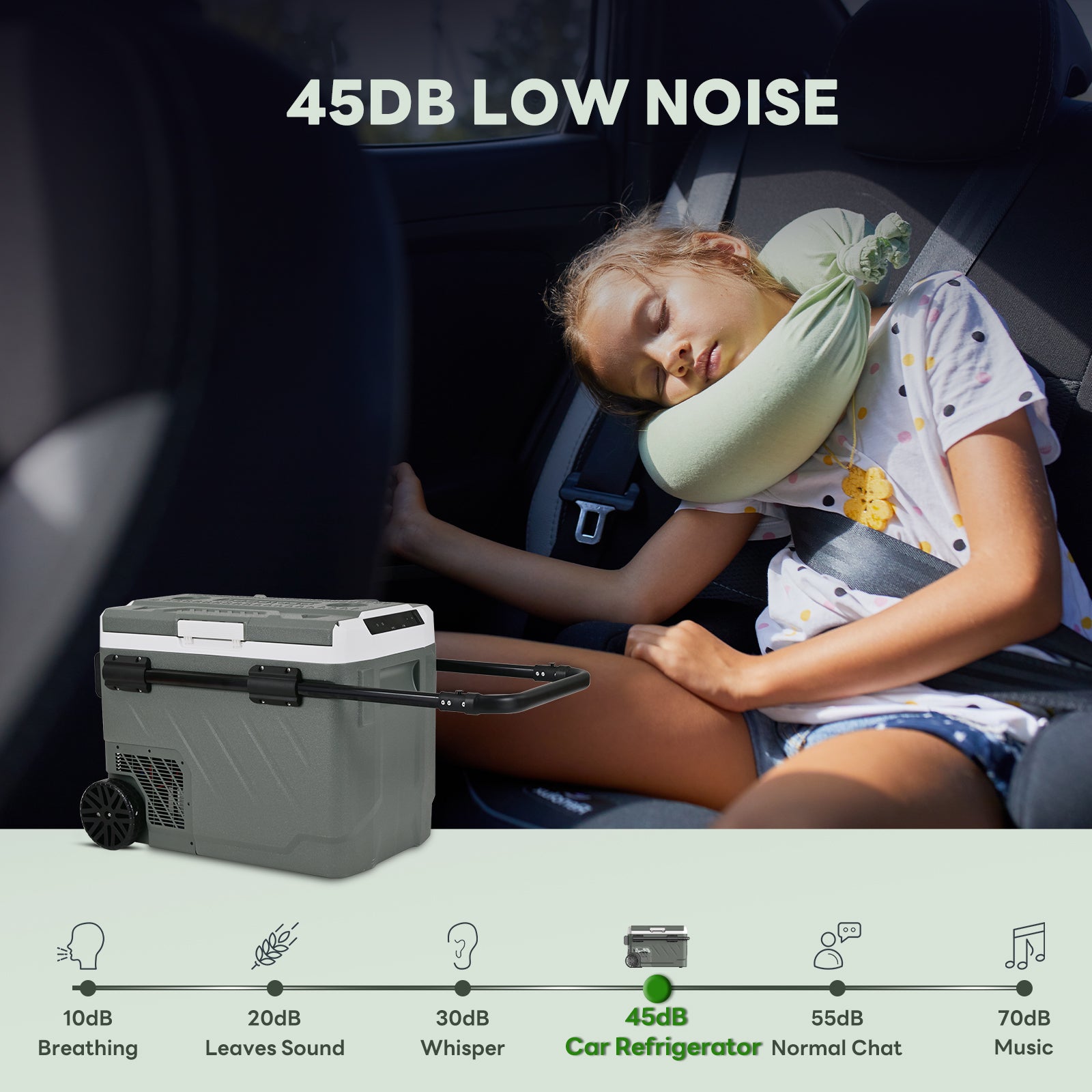 Alpicool Réfrigérateur de voiture 49 L avec contrôle via application, réfrigérateur-congélateur électrique à double compartiment, portable 12 V/24 V, 100-240 V, -20 à 20 °C