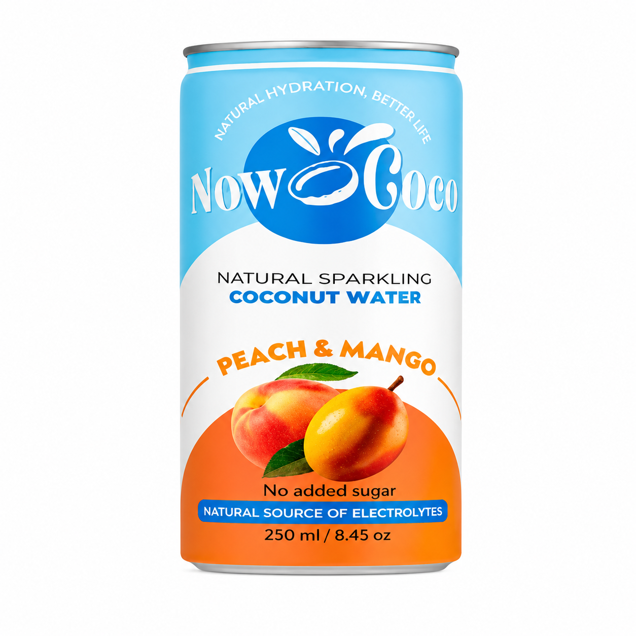 NOW COCO Eau de coco pétillante Pêche & Mangue 250 ml
