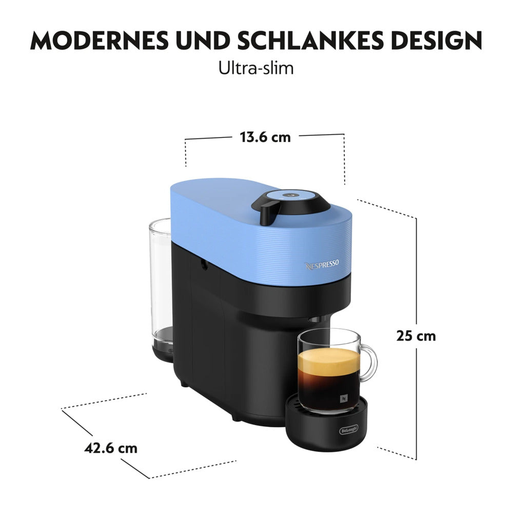 Nespresso Vertuo Pop Blue Machine à Capsules | 4 Tailles de Tasses | Reconnaissance du Code-barres | Fonctionnement à Toucher Unique | Design Compact | Machine à Café ENV90.A