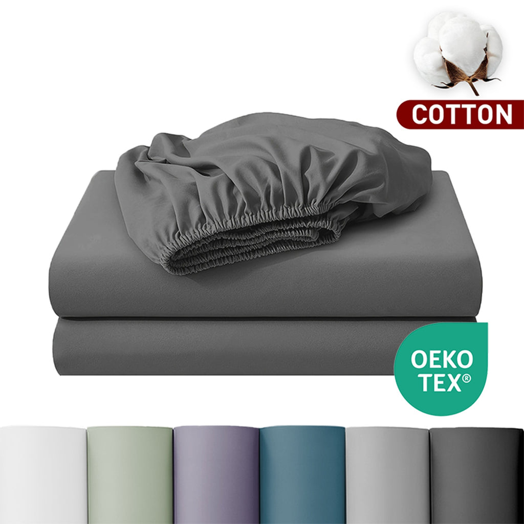 LEBONSOIR Drap-housse 140 x 200 cm, bonnet profond 30 cm/12 po, 100 % coton, élastique anti-glissement, 1 drap-housse uniquement, Gris foncé