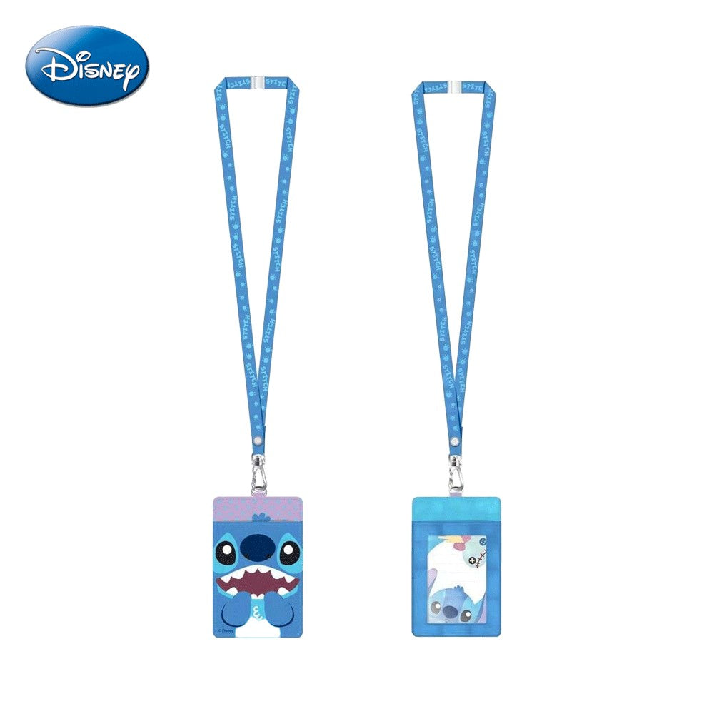 Disney Porte-badge avec tour de cou Stitch sous licence officielle motif Stitch souriant à pois Roses 1 pièce