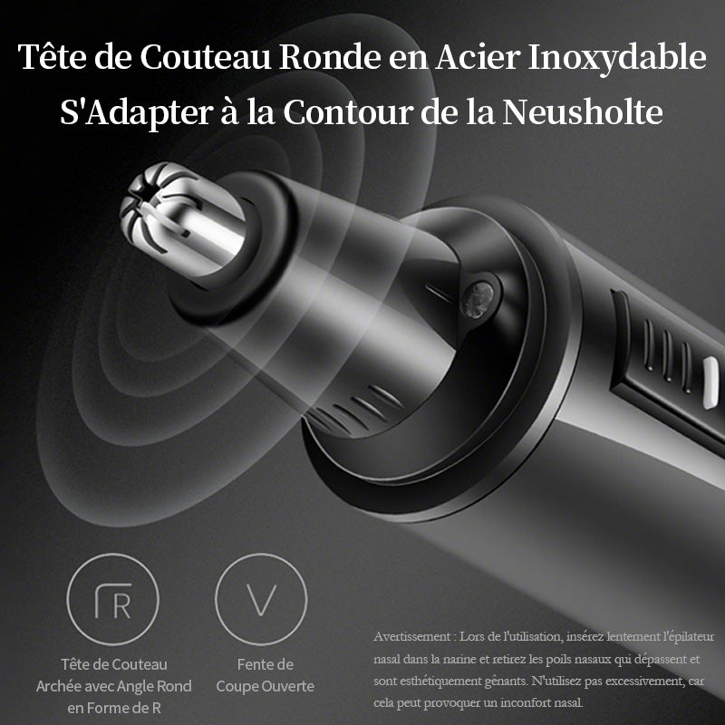 Sparoma Tondeuse poils nez et oreilles 3-en-1 pour hommes avec lumière LED, Têtes de tondeuse favoris et sourcils, Moteur 6500 tr/min, Entièrement étanche, À piles