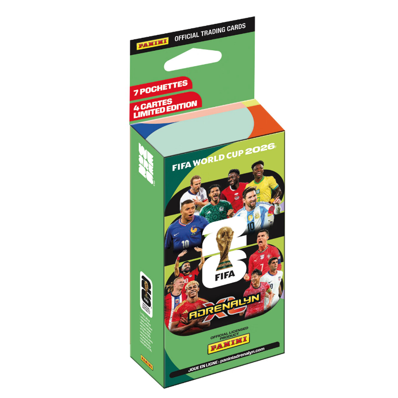 PANINI COUPE DU MONDE DE LA FIFA 2026 TRADING CARDS GAME Blister 7 pochettes + 4 cartes édition limitée