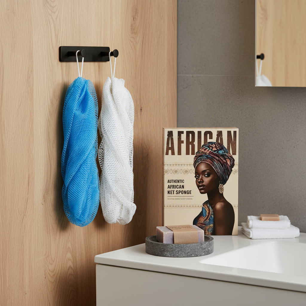 GÉNÉRIQUE - Kit d'éponge à filet africain Bleu lac avec fil - 90 g