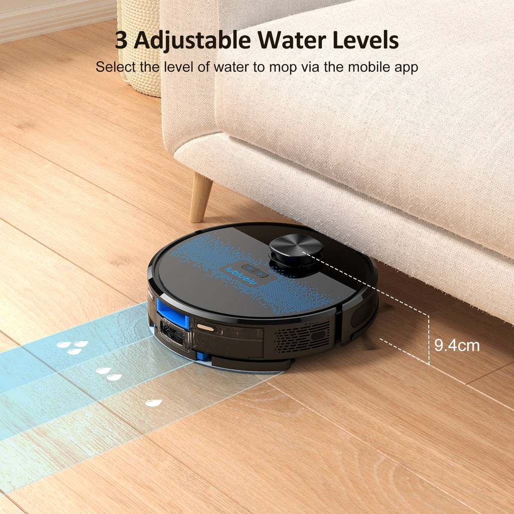 Lubluelu SL60D Aspirateur Robot Laveur, 2 en 1, Aspiration 4000 Pa, Navigation Laser avec 5 Cartes, Faible Bruit 55 dB, Contrôlé par Application, Pour Poils d'Animaux, Tapis, Sols Durs