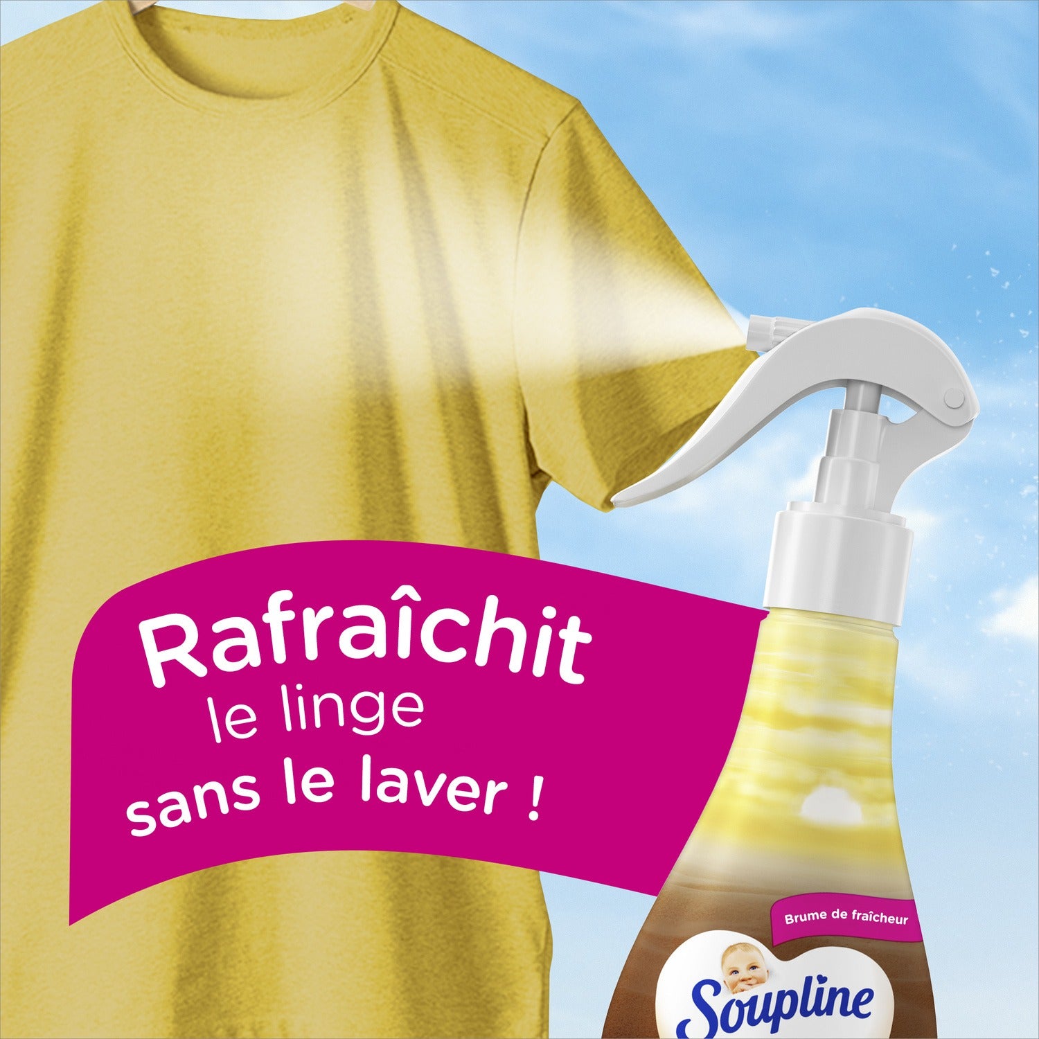 SOUPLINE Brume de Fraîcheur Textile Noix de Coco, Rafraîchissement Instantané Entre les Lavages, 300 ml