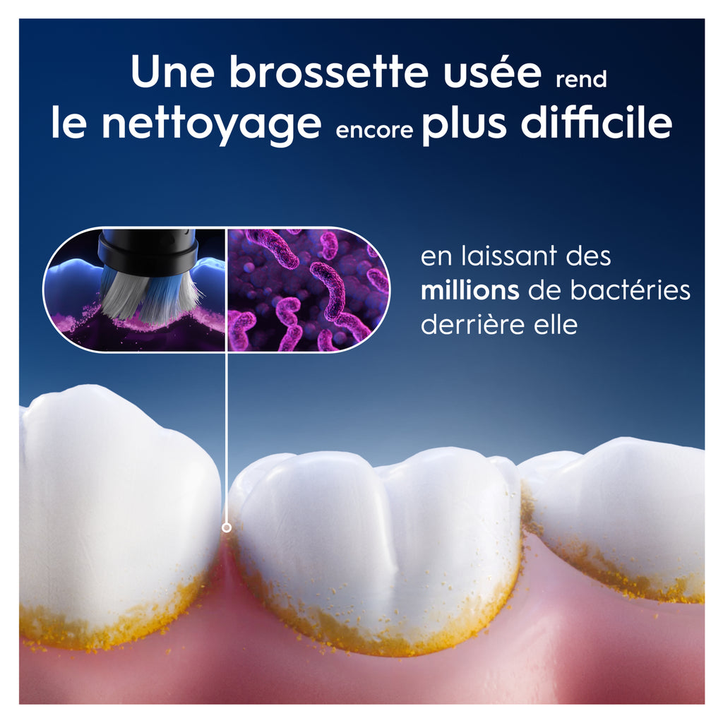 Oral-B iO Gentle Care Noir - Brossettes de Rechange Originales pour Brosse à Dents Électrique - Gencives Sensibles - Pack de 3