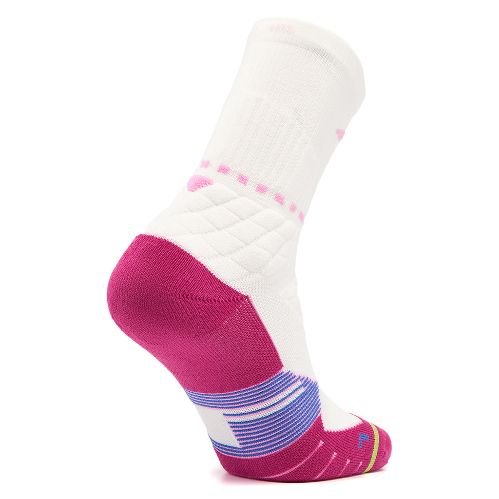 LI-NING Chaussettes mi-longues de basket-ball résistantes, confortables et respirantes blanc/rose vif/vert prairie fluo XL