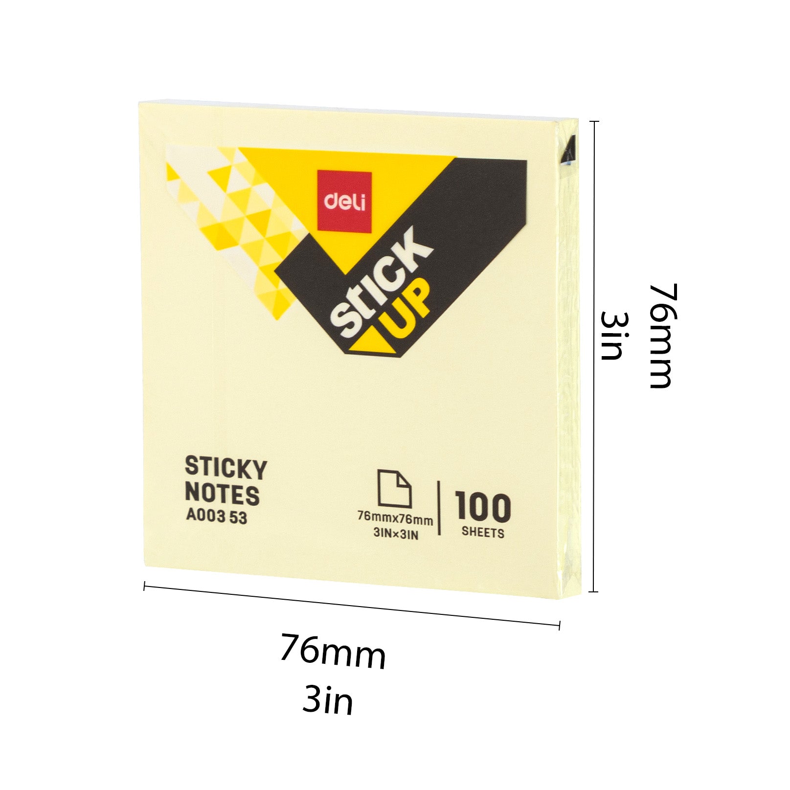 Deli Notes adhésives 7,6 × 7,6 cm jaune - Lot de 12 x 100 feuilles